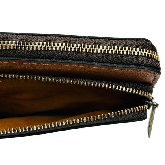 Patricia Nash Varone Fullgrain Leather Wristlet Signature Map Print Brown Clutch - Picture 10 of 14